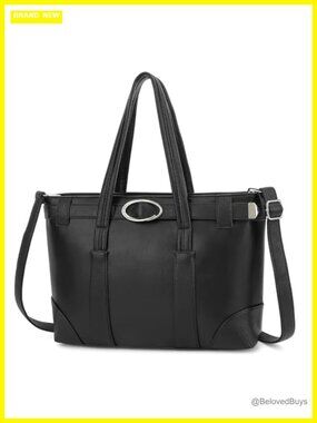 Large Vegan Leather Satchel Handbag with Detachable Shoulder Strap
